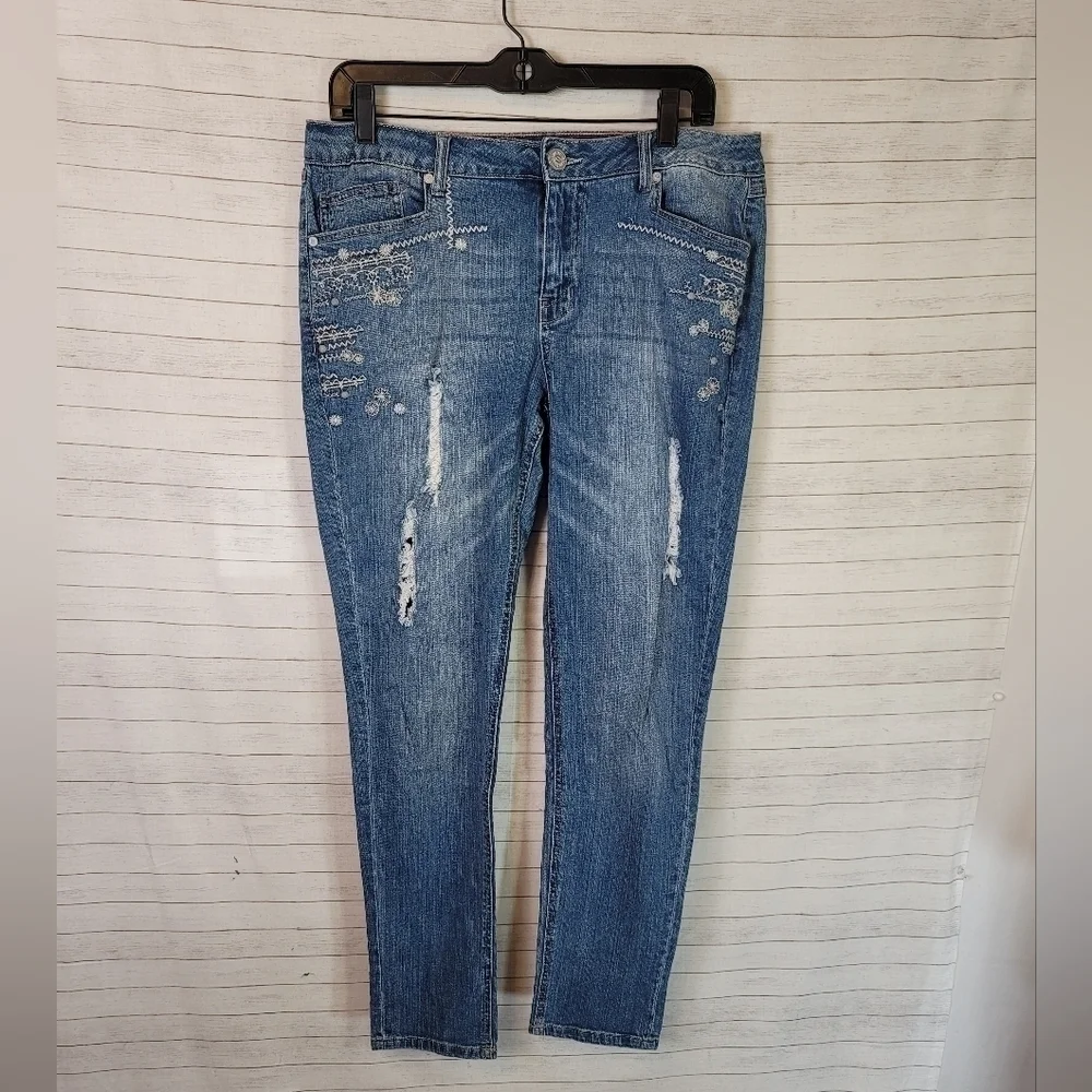 One 5 One Embroidered Denim Jeans, sz 10